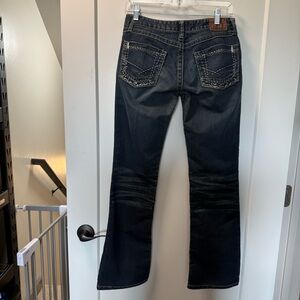 BKE Culture Low Rise Bootcut Jean Dark Wash Embroidered Pocket 27x31.5‎